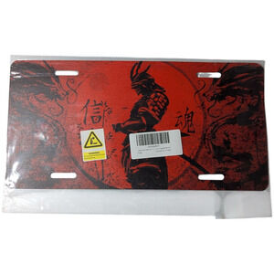 Car Tag - Plate Cover - Japanese Samurai Warrior - Red & Black 6x12